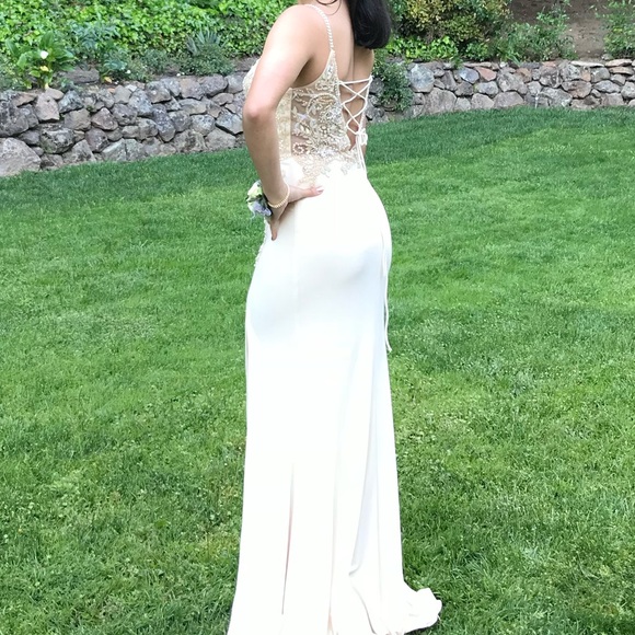 Lulus enchantment champagne beaded maxi dress - Picture 5 of 7